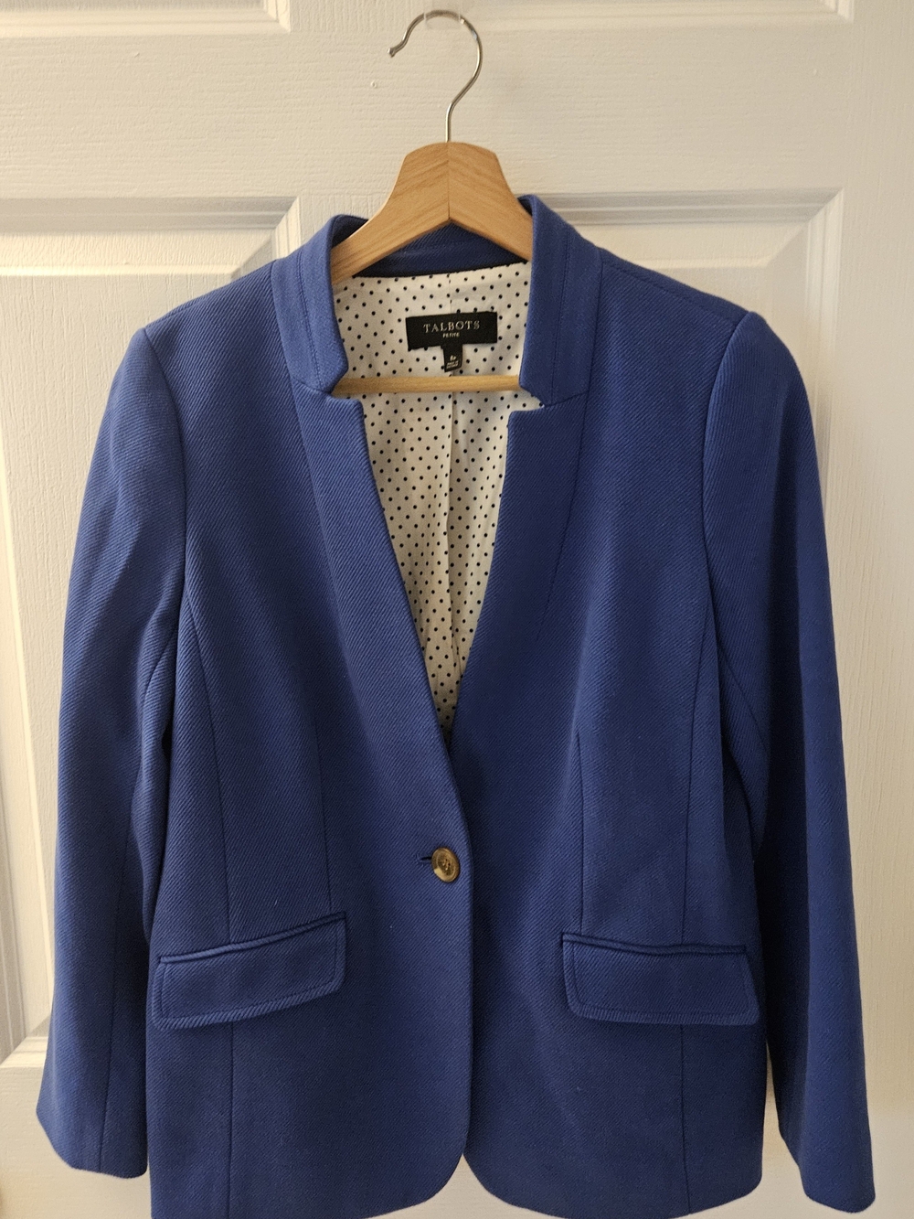 Talbots Blue Notchless Single-Button Blazer